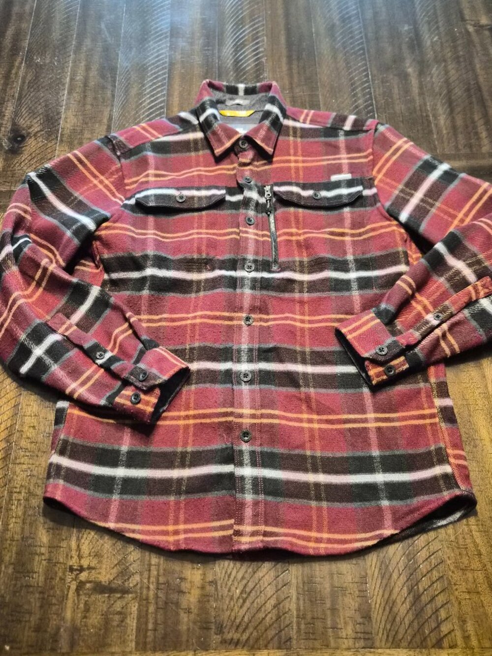 Eddie Bauer Mountain Ops Shirt Mens Sz M Red Plaid Flannel Button Up Casual G863